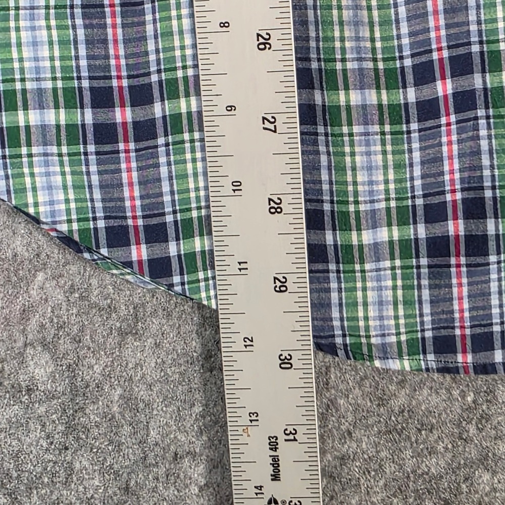 Ralph Lauren Plaid Shirt Green Blue‎ Classic Short Sleeve Button XL Preppy Pony - Picture 7 of 8